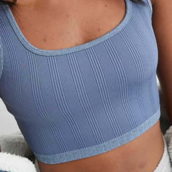 NWT AERIE | Seamless Heather Square Neck Longline Bralette Ribbed | Sz. XL - Picture 2 of 9